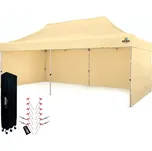 BRIMO Párty stan 3x6m Nožnicový (3 stěny) - Ocelová Konstrukce a Plachta 330g/m² - s 3 stěnami - Béžová S. Ocel 140636367