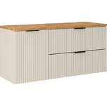 Comad Koupelnová skříňka pod deskové umyvadlo s košem na prádlo set Adel Cashmere 120 kašmír/dub wotan