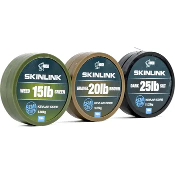 Nash Návazcová Šňůrka Potahovaná SkinLink Semi Stiff 10 m Silt Tmavá -Průměr 25 lb / Nosnost 11,33 kg