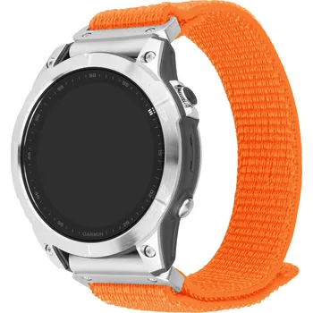 Řemínek na hodinky Nylonový řemínek FIXED Nylon Sporty Strap pro Garmin QuickFit 26mm, oranžový