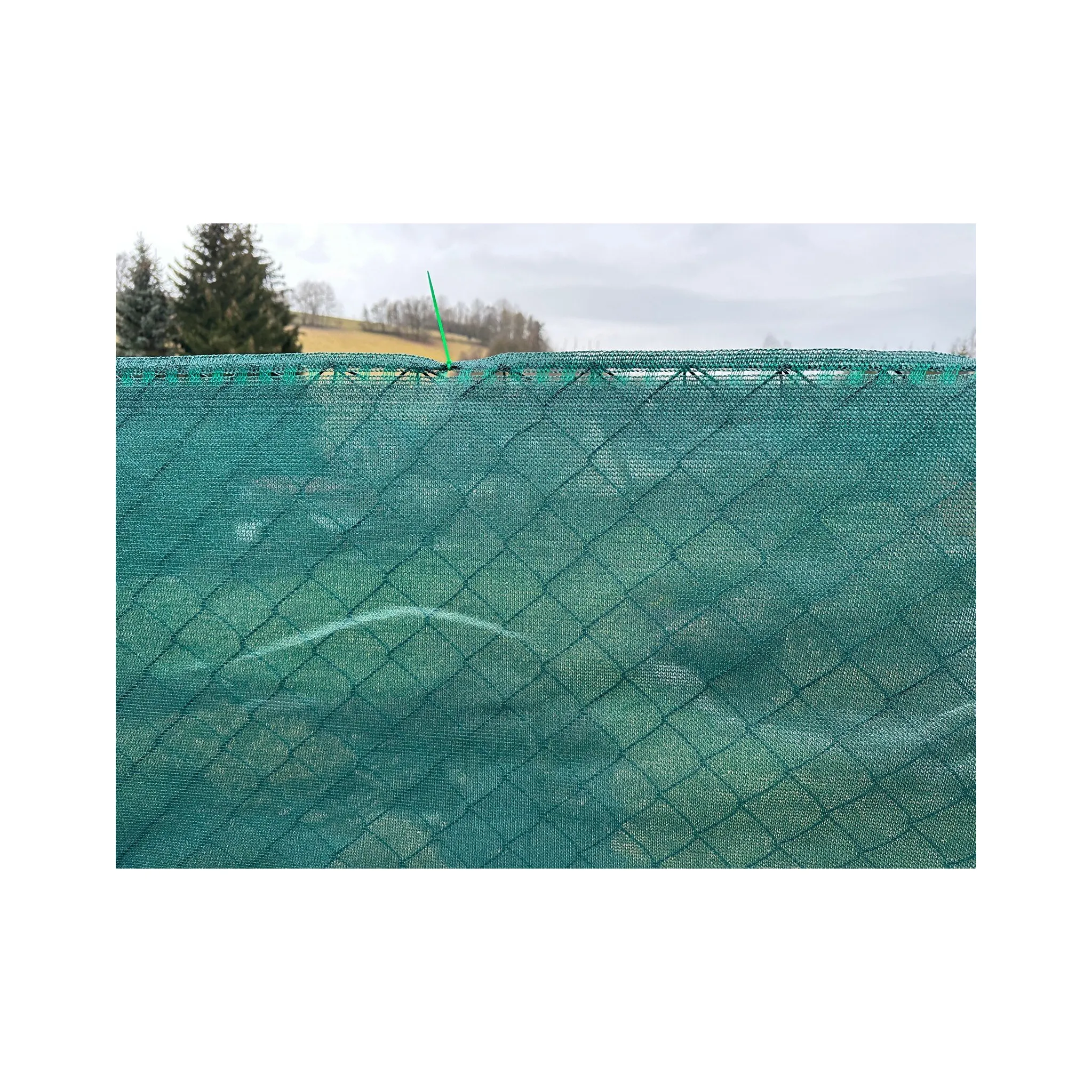 Fotografie 3 - Zahradní zástěna GTEX Stínící tkanina rašlový úplet 92% 150 g/m2 zelená 1,2 x 25 cm