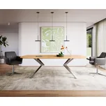 DELIFE Jídelní stůl Edge Boot 240x120x2,5 dub přírodní Zenthara hranatý nerezová ocel švýcarská hrana