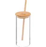 Sklenice s bambusovým víkem a brčkem PALM 400 ml