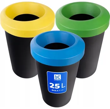 Odpadkový koš KADAX KOŠE NA TŘÍDĚNÝ ODPAD, SADÁ 3x25L, NÁDOBA NA ODPAD, POPELNICE