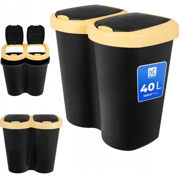 Odpadkový koš ODPADKOVÝ KOŠ 40L DVOJITÝ KONTEJNER PRO TŘÍDĚNÍ ODPADU POPELNICE SE 2 VÍKY