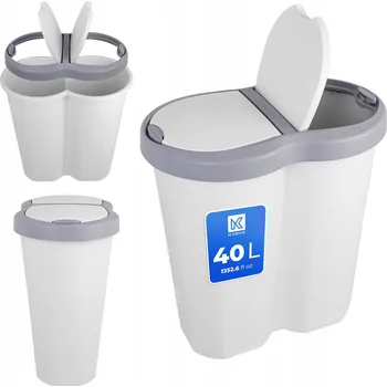 Odpadkový koš ODPADKOVÝ KOŠ 40L DVOJITÝ KONTEJNER PRO TŘÍDĚNÍ ODPADU POPELNICE SE 2 VÍKY
