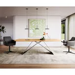 DELIFE Jídelní stůl Edge Boot 240x120x2,5-3 dub přírodní podnož ve tvaru V plochá ocel černá švýcarská hrana