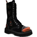 Boty kožené KMM 14 dírkové černé/oranžová kombinované Velikost: 43