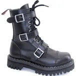 Boty kožené KMM 10 dírkové černé se 3 přezkama Velikost: 42