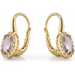 Lillian Vassago Elegantní zlaté patentové náušnice zdobené ametystem a zirkony LLV22-GER311ST