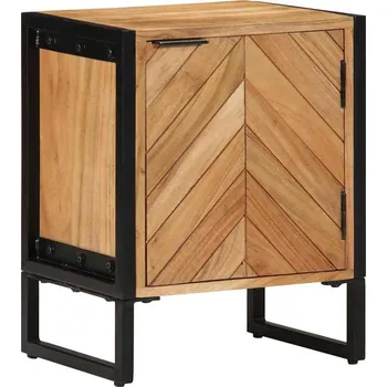 Noční stolek vidaXL Noční stolek Hnědá 40 x 30 x 50 cm Masivní akáciové dřevo a kov [374104]