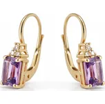 Lillian Vassago Exkluzivní zlaté patentové náušnice zdobené ametystem a zirkony LLV22-GER312ST