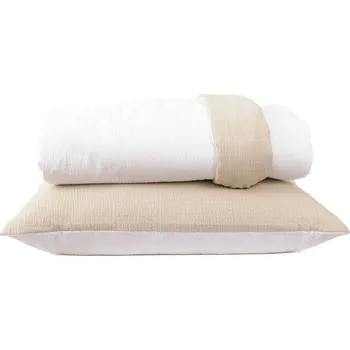 Povlečení Podpěrová s.r.o. Krepové povlečení DUO béžová s bílou Velikost: 200x200 cm (1 ks), 70x90 cm (2 ks) ŠEV na peřině