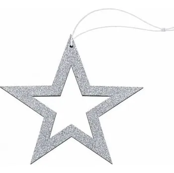 Vánoční dekorace DECOLED Vánoční ozdoba hvězda 15 cm stříbrná, dutá, překližka, venkovní