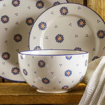 Keramická mísa / salátová mísa FOLKLOR KÓŁKA krémová 0,6 l