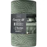 Zelený sametový set přehozu a povlaku na polštář 220x240 cm Solange – douceur d'intérieur ID_1812042