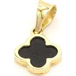 Zlatý přívěsek čtyřlístek s černým kamenem