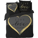 Černé bavlněné povlečení na dvoulůžko 200x200 cm Crazy Love – douceur d'intérieur ID_1771926