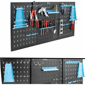 Dílenský regál Dílenská stěna na nářadí s háčky, 3 panely MS18247