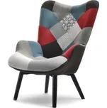 Čalouněné křeslo TIAGO - vícebarevný patchwork / černé