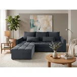 Tmavě šedá rozkládací rohová pohovka ZENOVA 220x140 cm, oboustranná PAROS 06