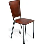 Kovová židle s koženým sedákem Neapol