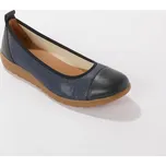 Kožené baleríny s pružnými vsadkami modrá 36