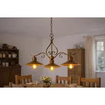 Redo LENA 02-760 - Trojramenný rustikální lustr do kulata se zlatou patinou, 3 x E27, Ø 59,5cm (Tříramenné rustikální svítidlo nejen do roubenky a chalupy)