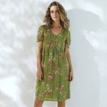 Krátké šaty s potiskem květin khaki/růžová 40