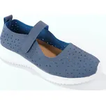 Pružné ažurové polobotky modrá džínová 37