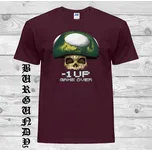 detske-levne-bavlnene-tricko-potisk-mushroom-gameover Barva: Burgundy - vínová, velikost: 128