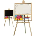 DŘEVO Tabule stojanová na křídu i fixy 2v1 s počítadlem a hodinami