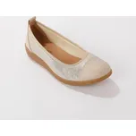 Kožené baleríny s pružnými vsadkami béžová 36