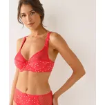 Sada 2 podprsenek ze strečového žerzeje s krajkou Tropea, jednobarevná + potisk puntíků, s kosticemi růžová 90D