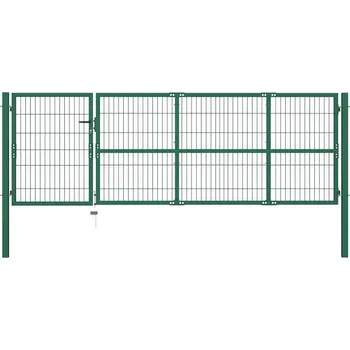 Plot zahrada-XL Zahradní plotová branka se sloupky 350 x 100 cm ocelově zelená 142569