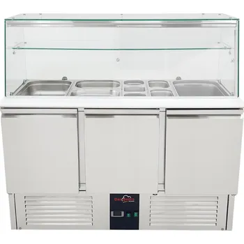 DASgastro Saladeta (GN) - se 3 dvířky a skleněnou nástavbou se světlem