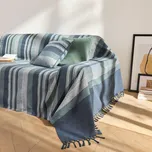 Blancheporte Kolekce ručně tkaných pruhovaných přehozů a povlaků na polštářky nám. modrá povlak na polštář 63x63 cm