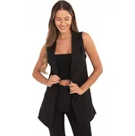 Dámská Materiálová Vesta Elegantní Dlouhá s Límcem