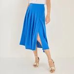 Midi sukně se sklady a rozparkem modrá 44