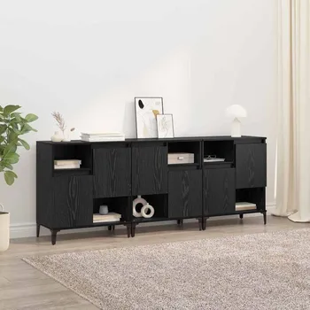 Organizace kuchyně Konzole 3 pcs Černý dub 60 x 35 x 70 cm kompozitní dřevo
