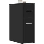 Úzká koupelnová skříňka na kolečkách černá kompozitní dřevo