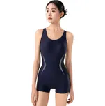 Dámské jednodílné plavky Jednobarevné Výstřih do O Široká ramínka Kraťasový spodek Nylon Spandex Sportovní plavky na léto tmavě modrá XL