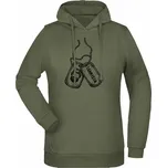 Dámská mikina s kapucí DOG TAGS (merch Tankista) - olivová