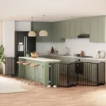 Zábrana pro psy s dvířky skládací 12 panelů černá 960 cm topol