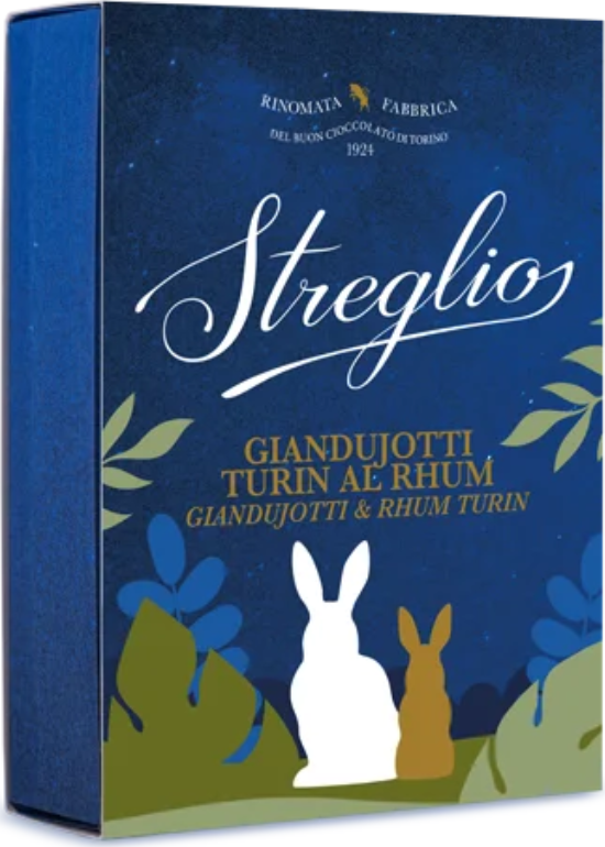 Streglio krabička rumových pralinek a Giandujoti (Giandujotti e Turin al Rhum) 100g
