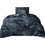 4sleep Bavlněné saténové povlečení Velké listy, 140 × 200 cm, 70 × 90 cm, šedé