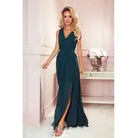 Dlouhé zelené společenské šaty s výstřihem GERDA 362-2 Velikost: M