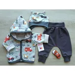 AMÁLKA Souprava pro chlapečka zelená/šedá, auta Velikost: 62