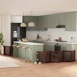 Zábrana pro psy s dvířky skládací 15 panelů hnědá 750 cm topol