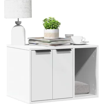 Skříňka na kočičí záchod bílá 60 x 40 x 40 cm kompozitní dřevo